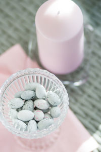 High angle view of coffee on table