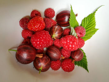 Directly above shot of strawberries in bowl