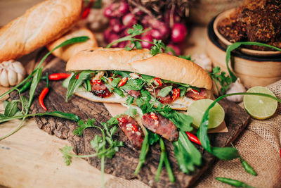 Close-up of food on table
