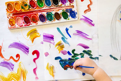 Cropped hand of woman holding paint