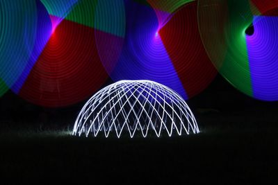 Colorful illuminated light painting at night