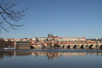 View of river with buildings in background