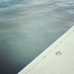 High angle view of boats in water