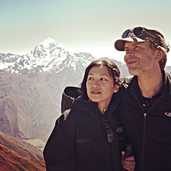 Woman standing on mountain