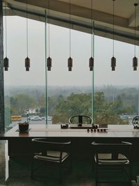 Empty chairs in restaurant