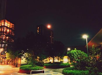 Illuminated street light at night