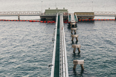 Incomplete pier in sea at harbor