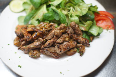 High angle view of meal served in plate