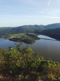 Scenic view of lake against sky