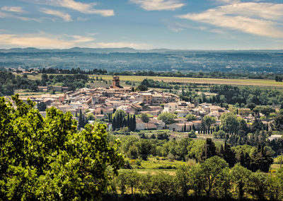 High angle view of townscape against sky