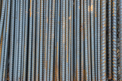 Full frame shot of rusty metallic rods