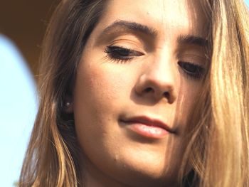 Close-up portrait of a beautiful young woman