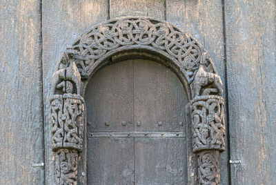 Closed door of old building