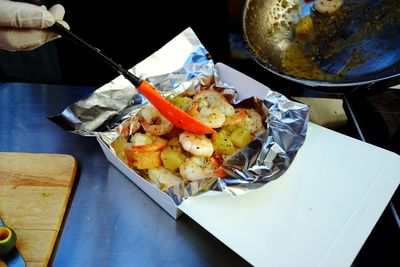 Close-up of food in plate on table