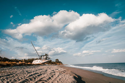 Scenic view of beach against sky