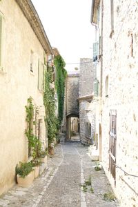 Narrow alley amidst buildings in town