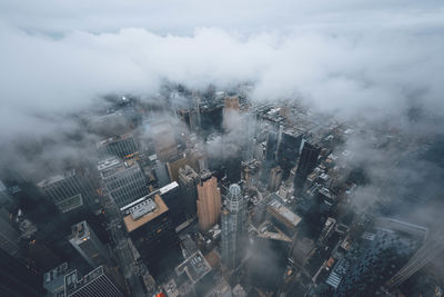 High angle view of buildings in city