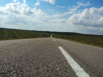 Surface level of road against sky