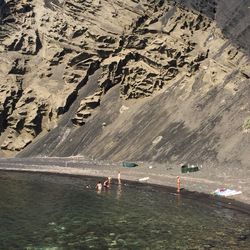 High angle view of people on beach