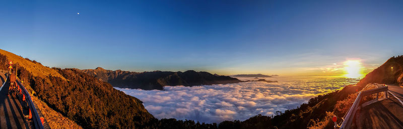 Panoramic view of sea against sky during sunset