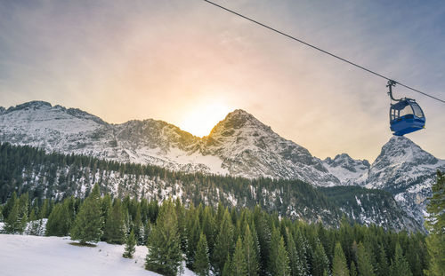 Overhead cable car above landscape