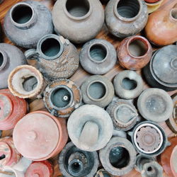 Full frame shot of pots for sale