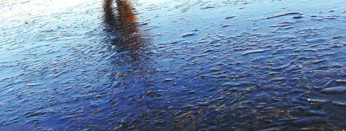 Full frame shot of raindrops on puddle