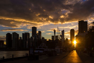 View of city at sunset