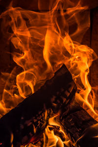 Close-up of bonfire at night