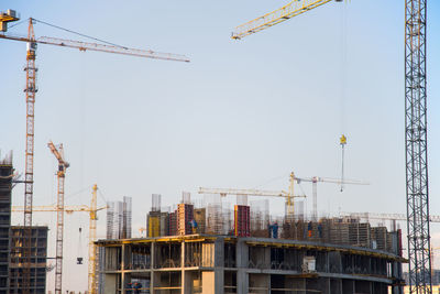 Low angle view of buildings against clear sky