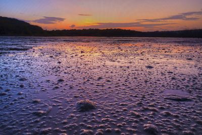 Scenic view of sea at sunset