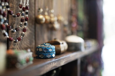 Close-up of decoration on table