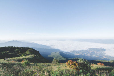 Scenic view of mountains against clear sky