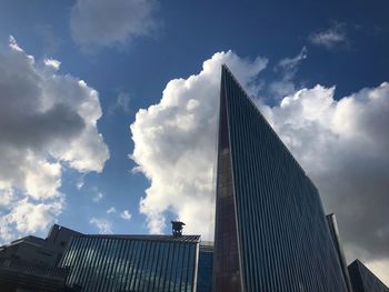 Low angle view of modern buildings against sky