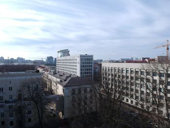 High angle view of buildings in city