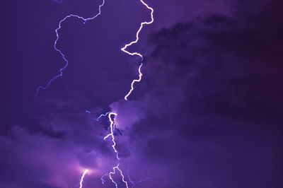 Low angle view of lightning in sky