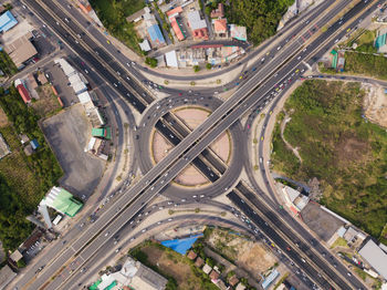 High angle view of elevated road in city