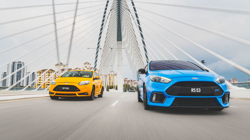 View of car on bridge