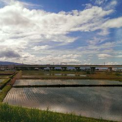 Scenic view of landscape against cloudy sky