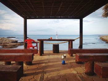 Scenic view of sea against cloudy sky