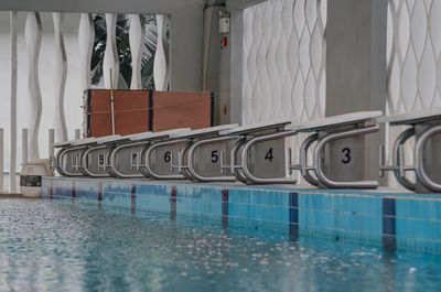 Reflection of building on swimming pool