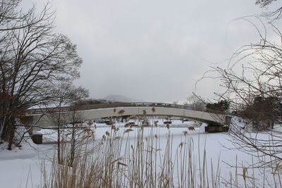 Bridge against sky during winter