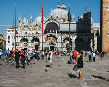 Group of people in front of building