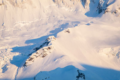 Aerial view of snowcapped mountains