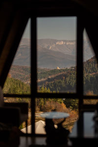 Mountains seen through the window