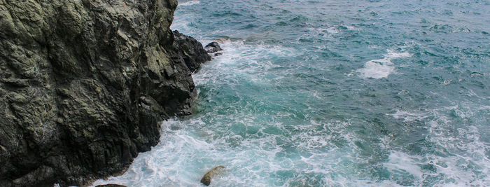 High angle view of sea waves