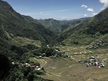 High angle view of agricultural landscape