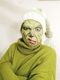 Portrait of woman with spooky face paint 