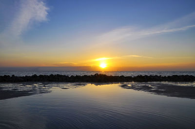 Scenic view of sea at sunset