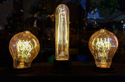 Illuminated lights at night
